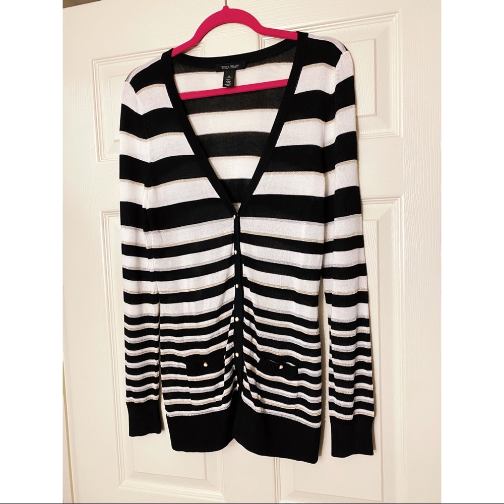 White House Black Market Striped Long Cardigan